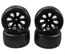 1:8 Kit de pneus/jantes On-Road noir (2)