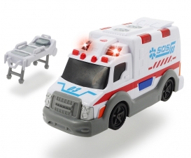 Ages 3+ Free Wheel Ambulance with Opening Back Door & Stretcher Dickie 203308360 Toy Lights & Sounds