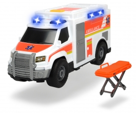 Ages 3+ Free Wheel Ambulance with Opening Back Door & Stretcher Dickie 203308360 Toy Lights & Sounds