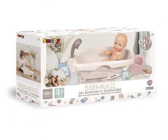 Smoby - Baby Nurse - Baignoire Balnéo - pour Poupons et Poupées - Jets  d'eau et Bulles - Lumières LED - 220362