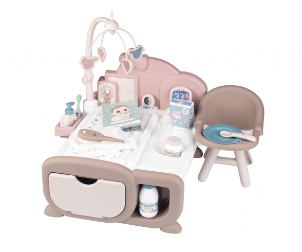 SMOBY - Baby Nurse Chaise haute pour poupon jusqu'à 42cm (non inclus) rose  - Smoby