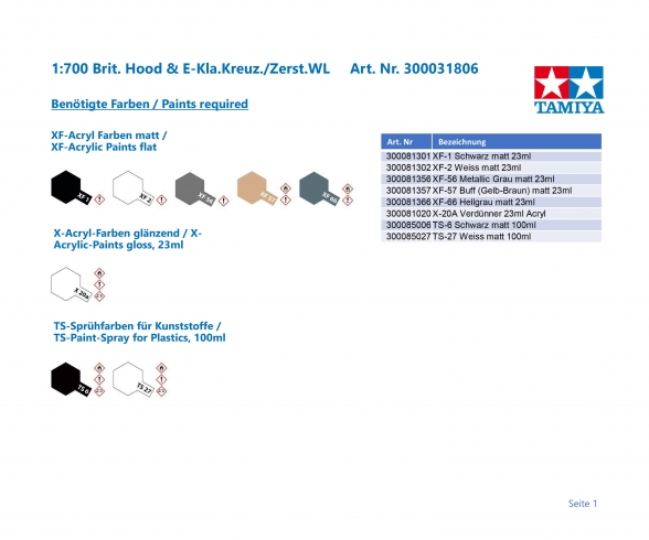 1:700 Brit. Hood & E-Kla.Kreuz./Zerst.WL 1:700 Brit. Hood & E-Kla.Kreuz./Zerst.WL