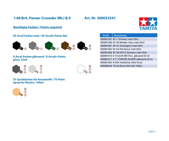 1:48 Brit. Crusader Tank Mk.I&II 1:48 Brit. Crusader Tank Mk.I&II