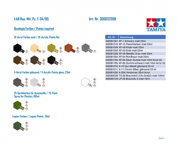 1:48 Rus. Mit. Pz. T-34/85 1:48 Rus. Mit. Pz. T-34/85