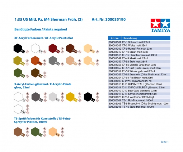 1:35 US Med.Tank M4 Sherman Ea.(3) 1:35 US Med.Tank M4 Sherman Ea.(3)