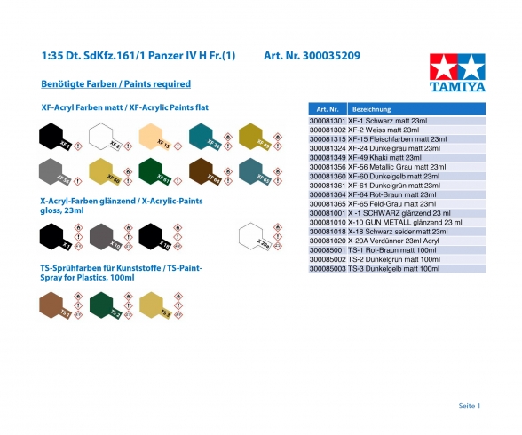 1:35 Ger. SdKfz.161/1 Panzer IV H Ea.(1) 1:35 Ger. SdKfz.161/1 Panzer IV H Ea.(1)