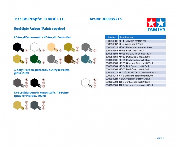 1:35 Ger. PzKpfw. III Ausf. L (1) 1:35 Ger. PzKpfw. III Ausf. L (1)