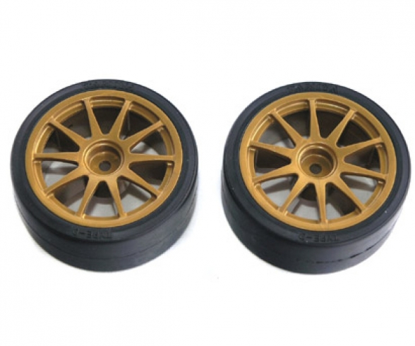 Driftreifen Typ D m. Felgen gold 26mm(2) Driftreifen Typ D m. Felgen gold 26mm(2)