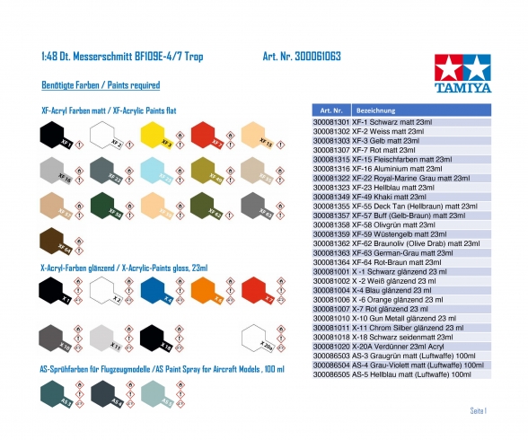 1:48 Messerschmitt BF109E-4/7 Trop 1:48 Messerschmitt BF109E-4/7 Trop