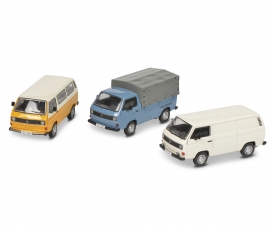 Set "40 years VW T3" VW T3 bus, pick-up and box van, 1:43 Set "40 years VW T3" VW T3 bus, pick-up and box van, 1:43