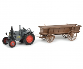 Lanz Bulldog with hay trailer, grey, 1:32 Lanz Bulldog with hay trailer, grey, 1:32