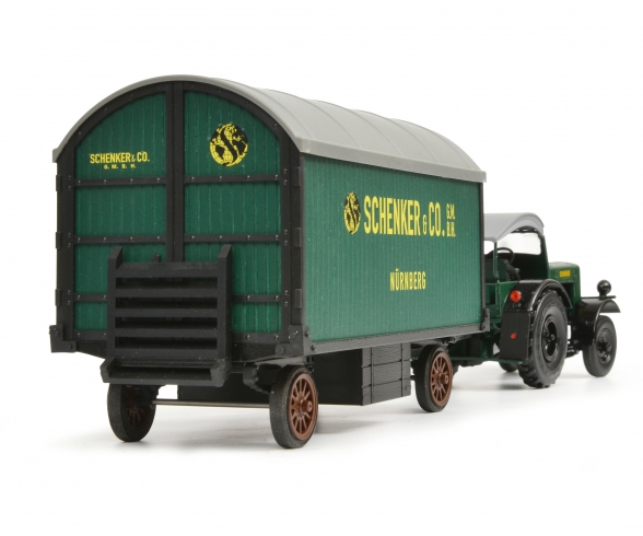 Deutz F3 mit Verdeck und Hänger „Schenker“, 1:32 Deutz F3 mit Verdeck und Hänger „Schenker“, 1:32