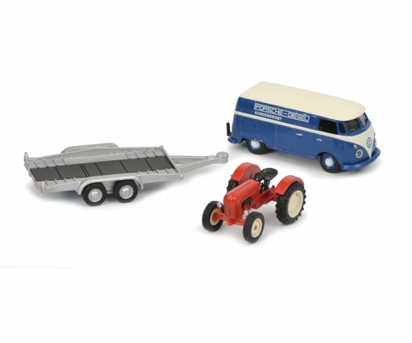 VW T1c box van with trailer and Porsche Junior, 1:87 VW T1c box van with trailer and Porsche Junior, 1:87