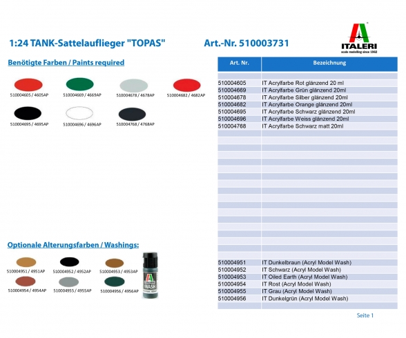 1:24 TANK-Sattelauflieger "TOPAS" 1:24 TANK-Sattelauflieger "TOPAS"