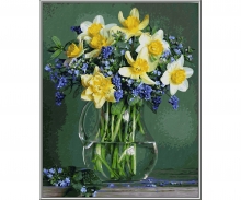 Frühlingsblumen - Malen nach Zahlen Vorlage Frühlingsblumen - Malen nach Zahlen Vorlage