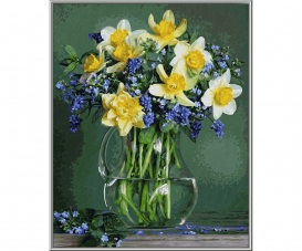 Frühlingsblumen - Malen nach Zahlen Vorlage Frühlingsblumen - Malen nach Zahlen Vorlage
