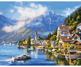 Am Hallstätter See Malen nach Zahlen Vorlage Am Hallstätter See Malen nach Zahlen Vorlage