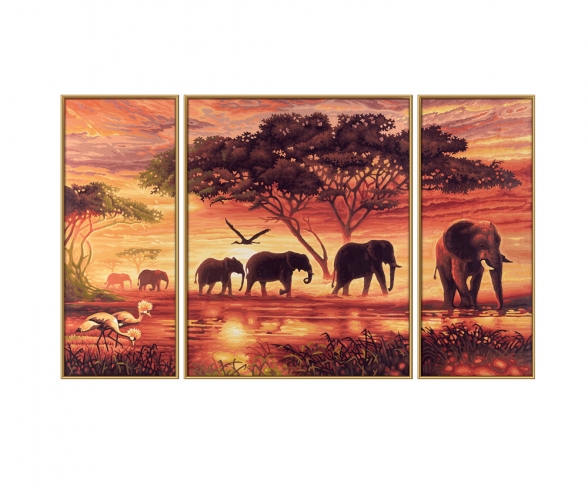 Afrika – Elefantenkarawane Malen nach Zahlen Afrika – Elefantenkarawane Malen nach Zahlen