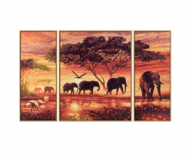 Afrika – Elefantenkarawane Malen nach Zahlen Afrika – Elefantenkarawane Malen nach Zahlen