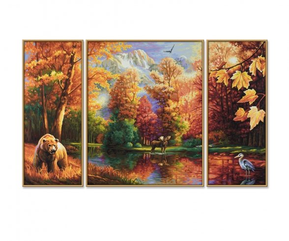 Indian Summer (Triptychon) Malen nach Zahlen Vorlage Indian Summer (Triptychon) Malen nach Zahlen Vorlage