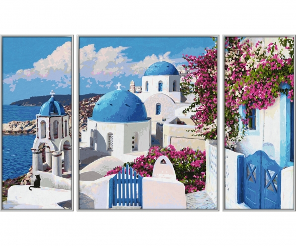 Santorin Triptychon Malen Nach Zahlen Vorlage Triptychon Kategorien Shop Malennachzahlen Schipper De