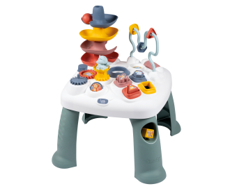 Little Smoby Table D'Activités Bébé – Multi-Fonctions Mécaniques, Trieur Formes, Boulier, Engrenages, Catapulte & Hippopotame – Dès 12 Mois – Made In France