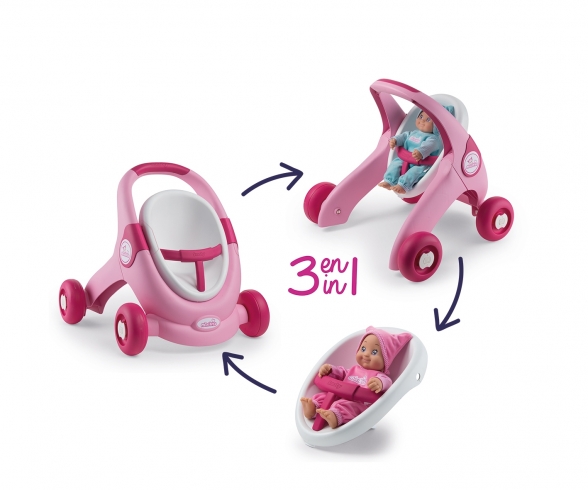 Smoby Minikiss 3-in-1 Lauflern-Puppenwagen