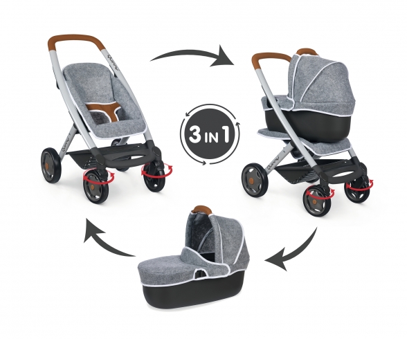 Smoby Quinny Combi Pushchair + Pram Grey Smoby Quinny Combi Pushchair + Pram Grey
