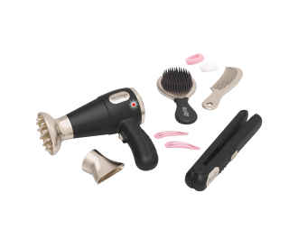 deAO Jeu de Coiffeur pour Enfants, Kit de Salon de Mode, Cadeau Garçon | 10 Pièces avec Ciseaux, Peigne, Tondeuse, Sèche-Cheveux, Brosse, Rasoir, Set deAO Jeu de Coiffeur pour Enfants, Kit de Salon de Mode, Cadeau Garçon | 10 Pièces avec Ciseaux, Peigne, Tondeuse, Sèche-Cheveux, Brosse, Rasoir, Set