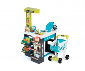 Supermarkt mit Einkaufswagen Türkis Supermarkt mit Einkaufswagen Türkis