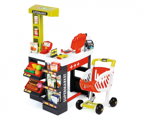 Supermarkt mit Einkaufswagen Rot