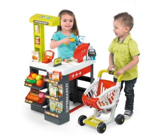 Smoby Supermarket with shopping trolley red/green
