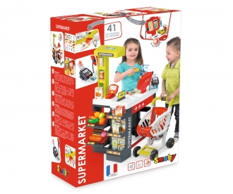 Smoby Supermarket with shopping trolley red/green