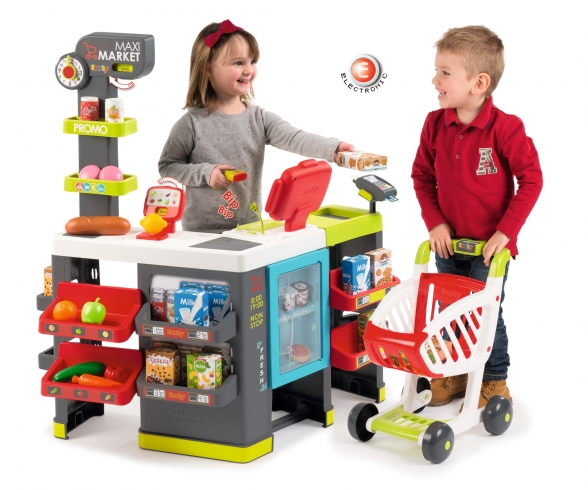 Maxi-Supermarkt mit Einkaufswagen Maxi-Supermarkt mit Einkaufswagen