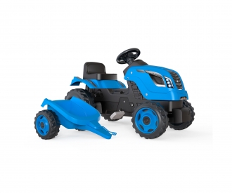 Smoby Traktor Farmer XL Blau mit Anhänger