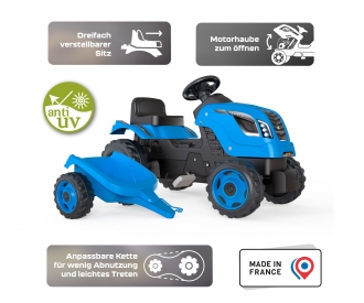 Smoby Traktor Farmer XL Blau mit Anhänger Smoby Traktor Farmer XL Blau mit Anhänger