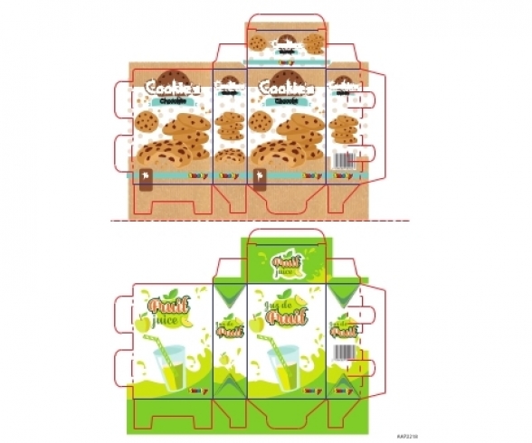 PLAQUE 2 BOITES COOKIES/JUS FRUIT