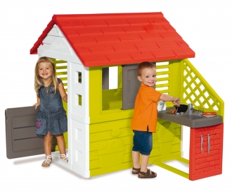 Smoby Spielhaus Natur Haus mit Sommerküche