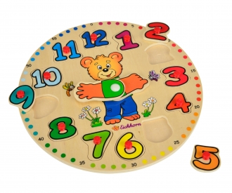 Eichhorn Steckpuzzle Kalenderuhr aus Holz Jahreszeiten Kalender Lernspielzeug 