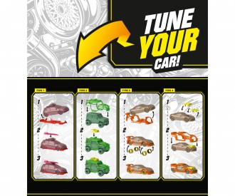 Tune Ups Series 2 - Lot de 4 avec 28 surprises, 4 voitures sur 18 à tuner dans un pack surprise