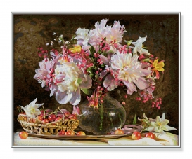 Bouquet de fleurs avec cerises - peinture par numéros