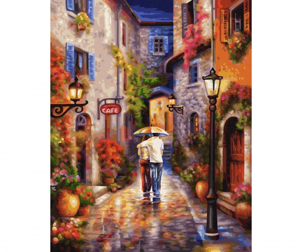 Romantic Alleyway - painting by numbers