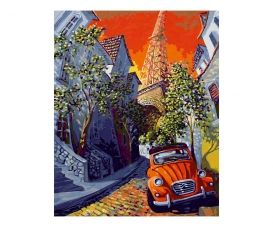 The Little Red Citroën - based on Miguel Freitas - painting by numbers