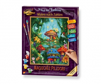 Village des champignons magiques - peinture par numéros