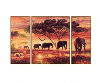 Africa - Elephant Caravan - painting by numbers