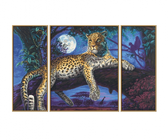 Jäger in der Nacht Leopard Malen nach Zahlen