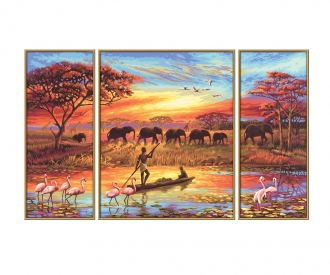 Afrika Zauber eines Kontinents Malen nach Zahlen Schipper 80x50 cm Triptychon 
