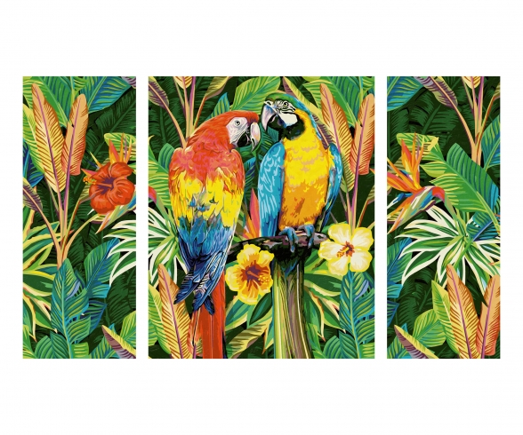 Parrots in the rain forest - painting by numbers Parrots in the rain forest - painting by numbers