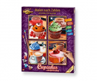Cupcakes Kuchen Küche Schipper Malen nach Zahlen 4 x Motive 18 x 24 cm NEU 