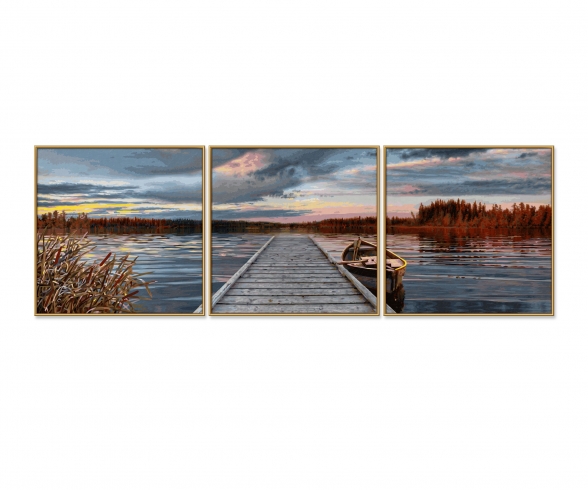 Triptychon Malen nach Zahlen Schipper 609470754 Sonnenaufgang am See 